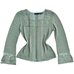 Y2K Vintage Crochet BCBG Long Sleeve Knit Sweater Top